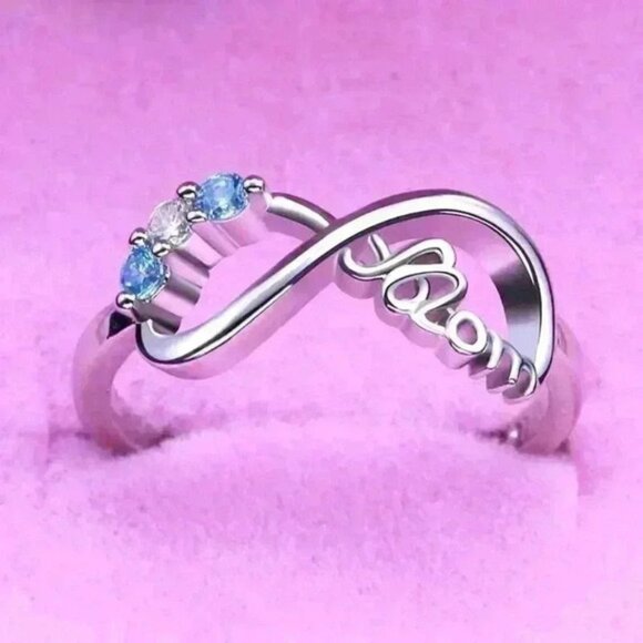 Jewelry - New 14k Gold Plated Silver Sapphire Mom Ring
